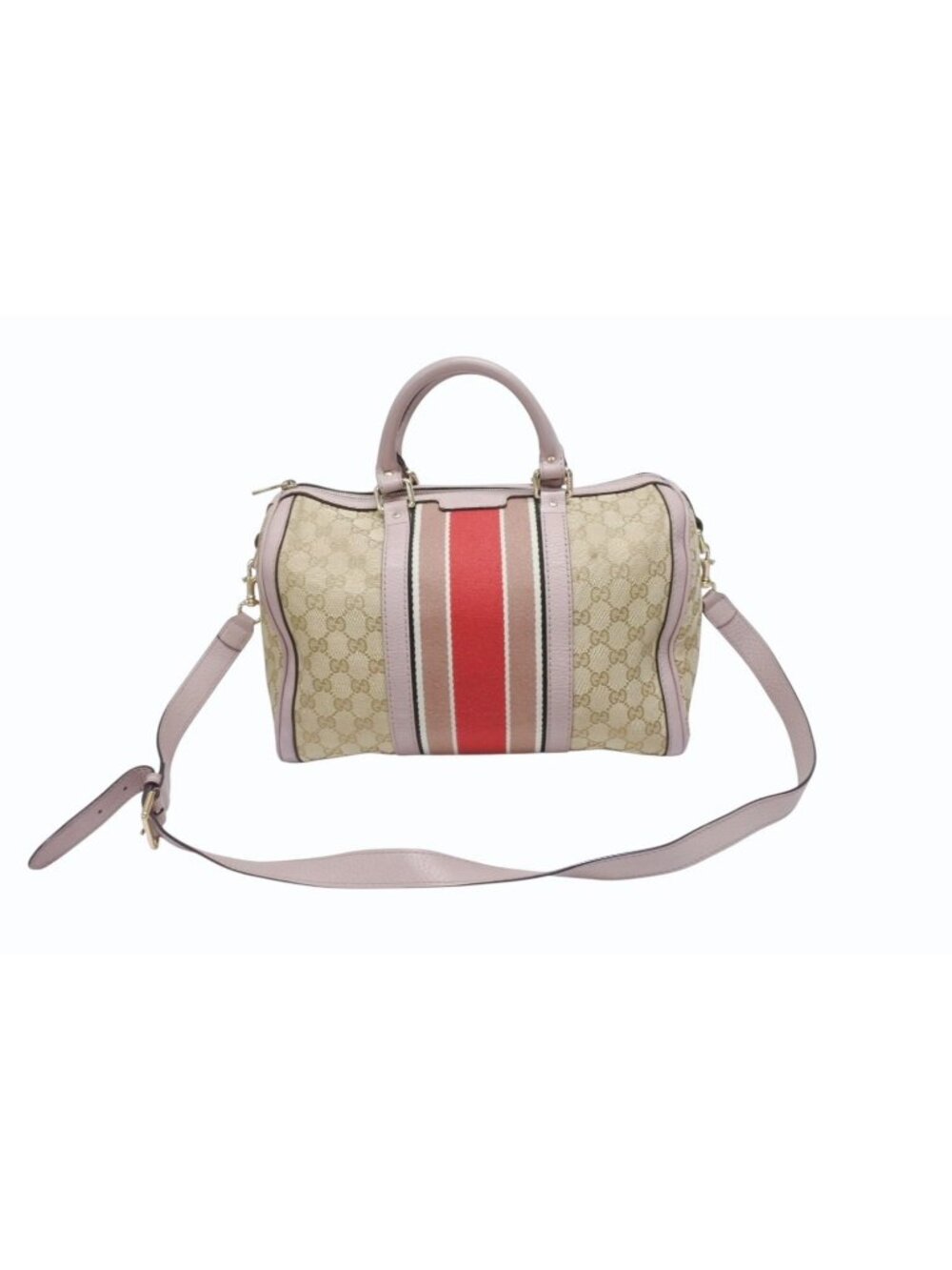 Gucci Shoulder Bag 2-Way GG Canvas Leather Beige Light Purple